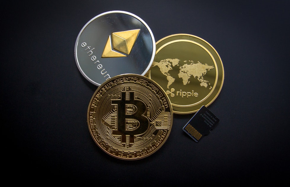 Bitcoin, Ethereum and Ripple coins