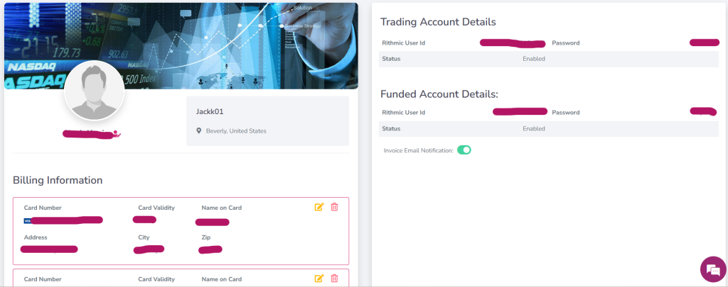 oneup trader dashboard