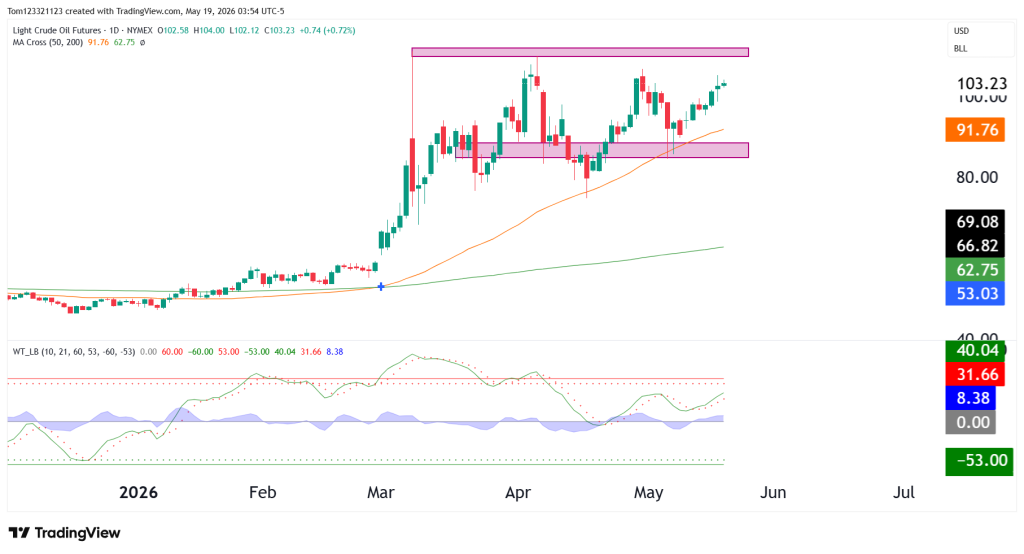 CL Daily chart technical analysis