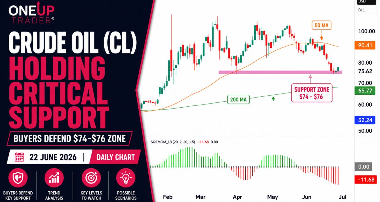 CL holding support technical analysis funded trader program