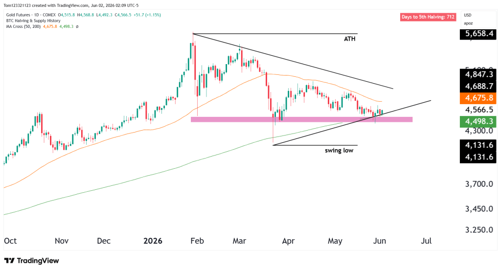 Daily chart technical analysis gold futures
