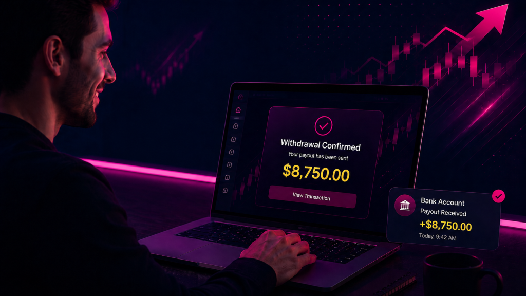 withdraw from oneup trader funded trader program prop firm